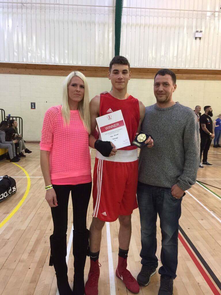 A proud moment for Clare and Ricky, parents of Tommy Fletcher after winning the 2017 National Development Championships